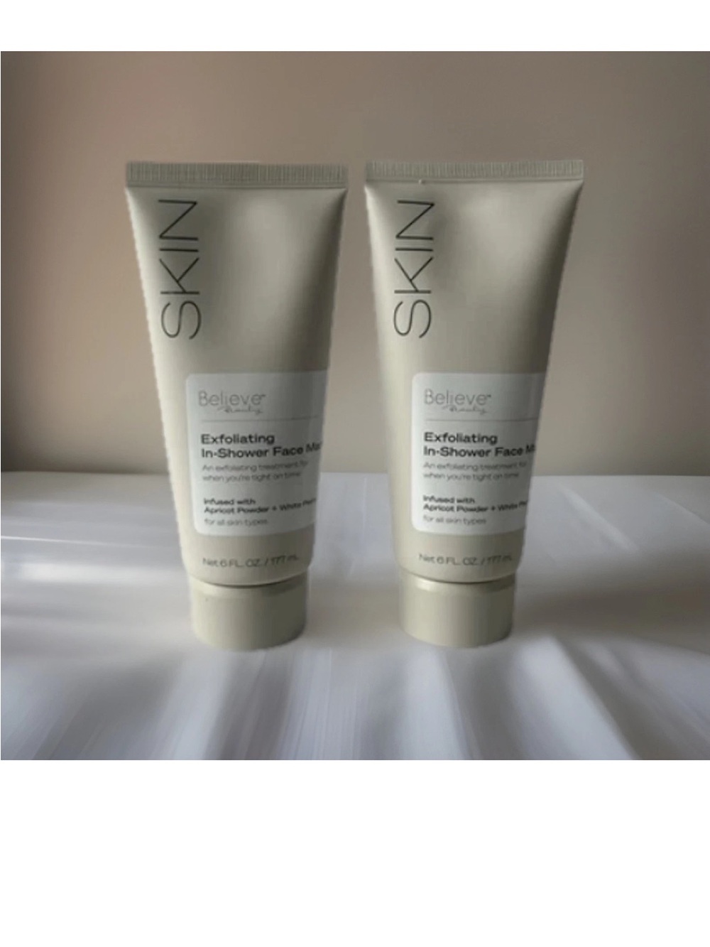 2 (two) Believe Beauty SKIN Exfoliating In-Shower Face Mask
